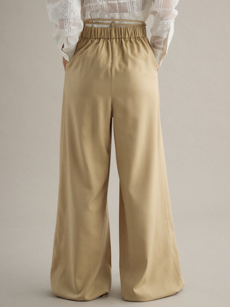 Beige viscose blend flare trousers_2