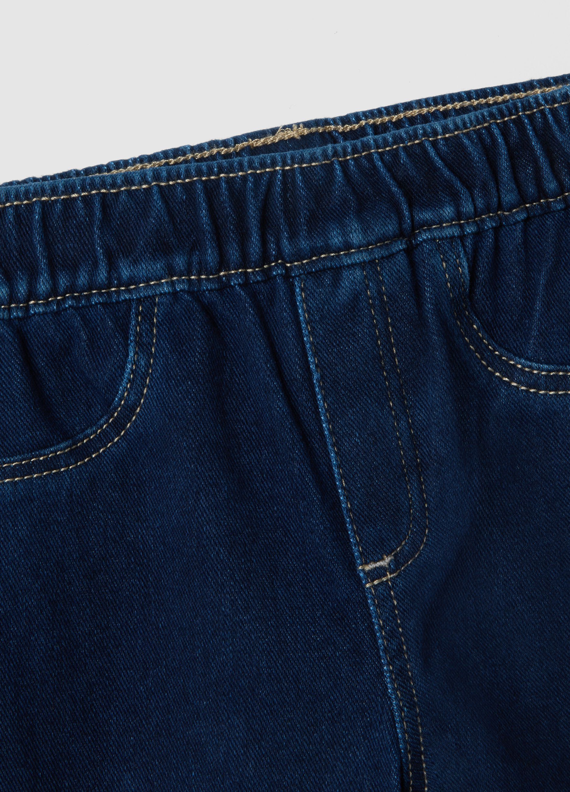 Girls' blue stretch cotton flare fit jeggings
