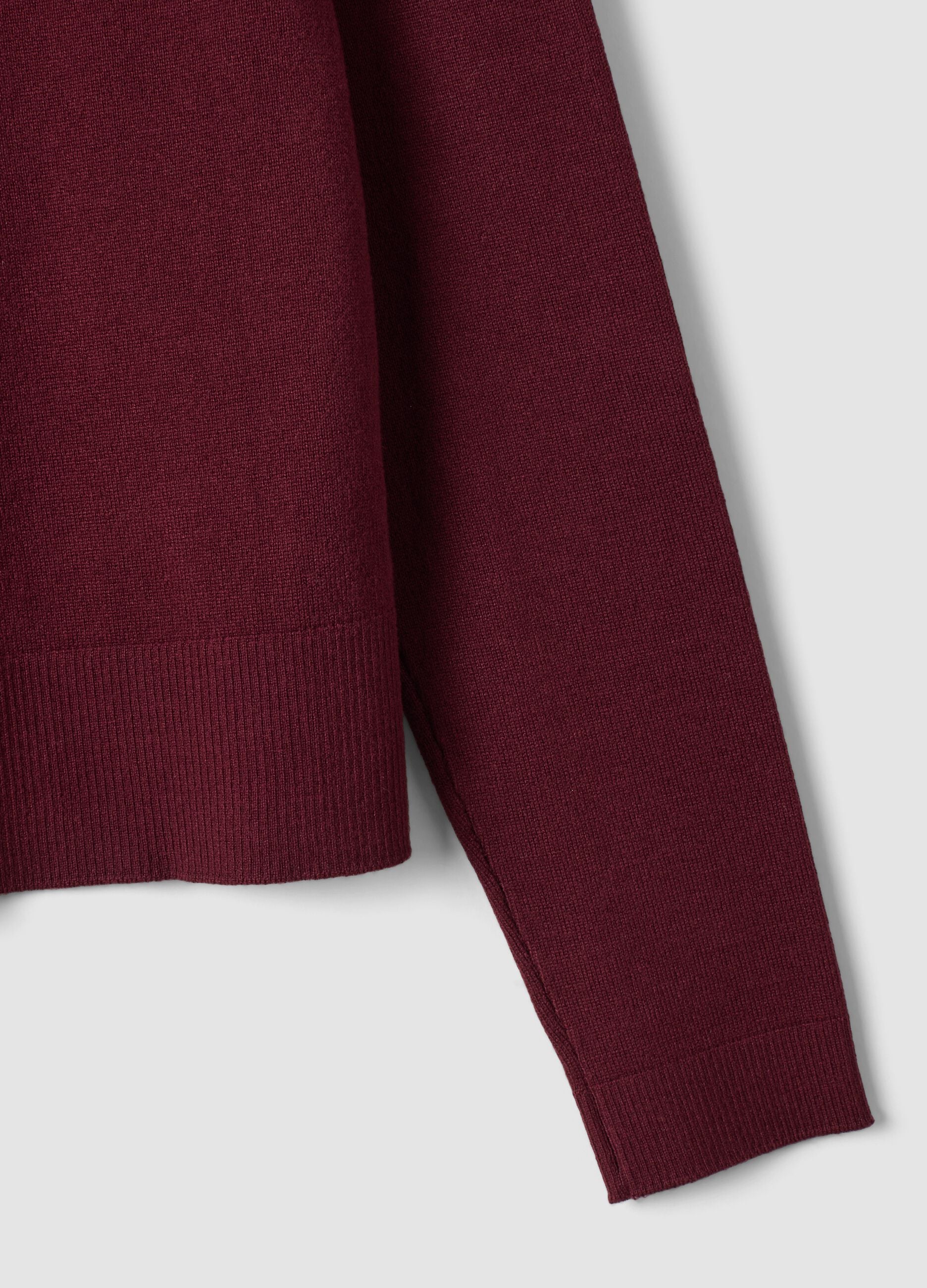 Red viscose-blend polo-collar top, regular fit