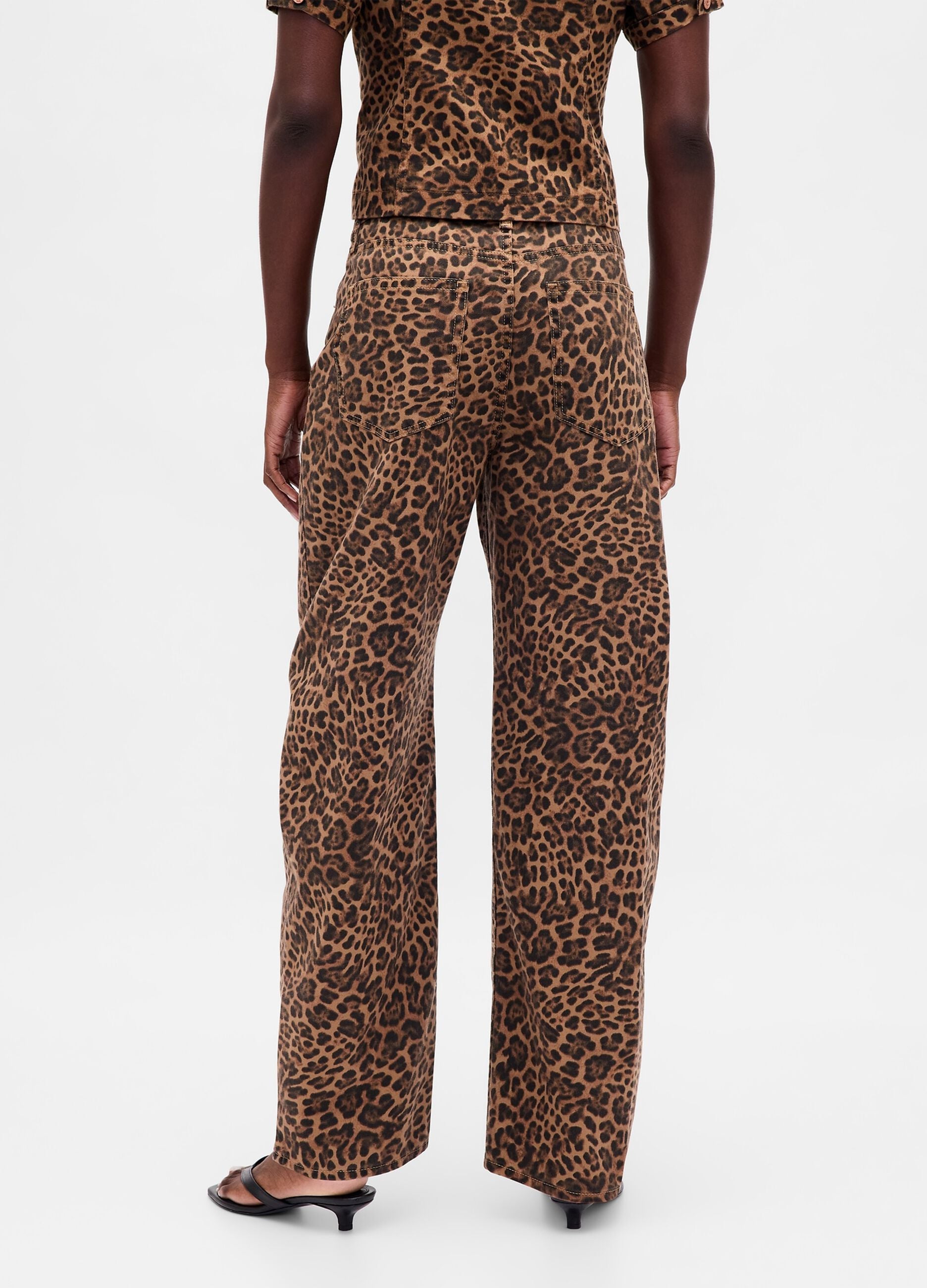 Brown Leopard Print Cotton Trousers