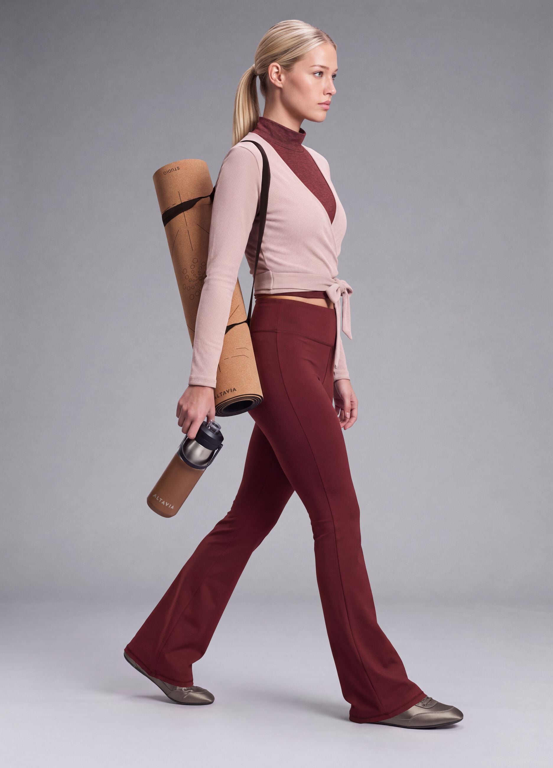 Red flared leggings in breathable stretch fabric ALTAVIA STUDIO