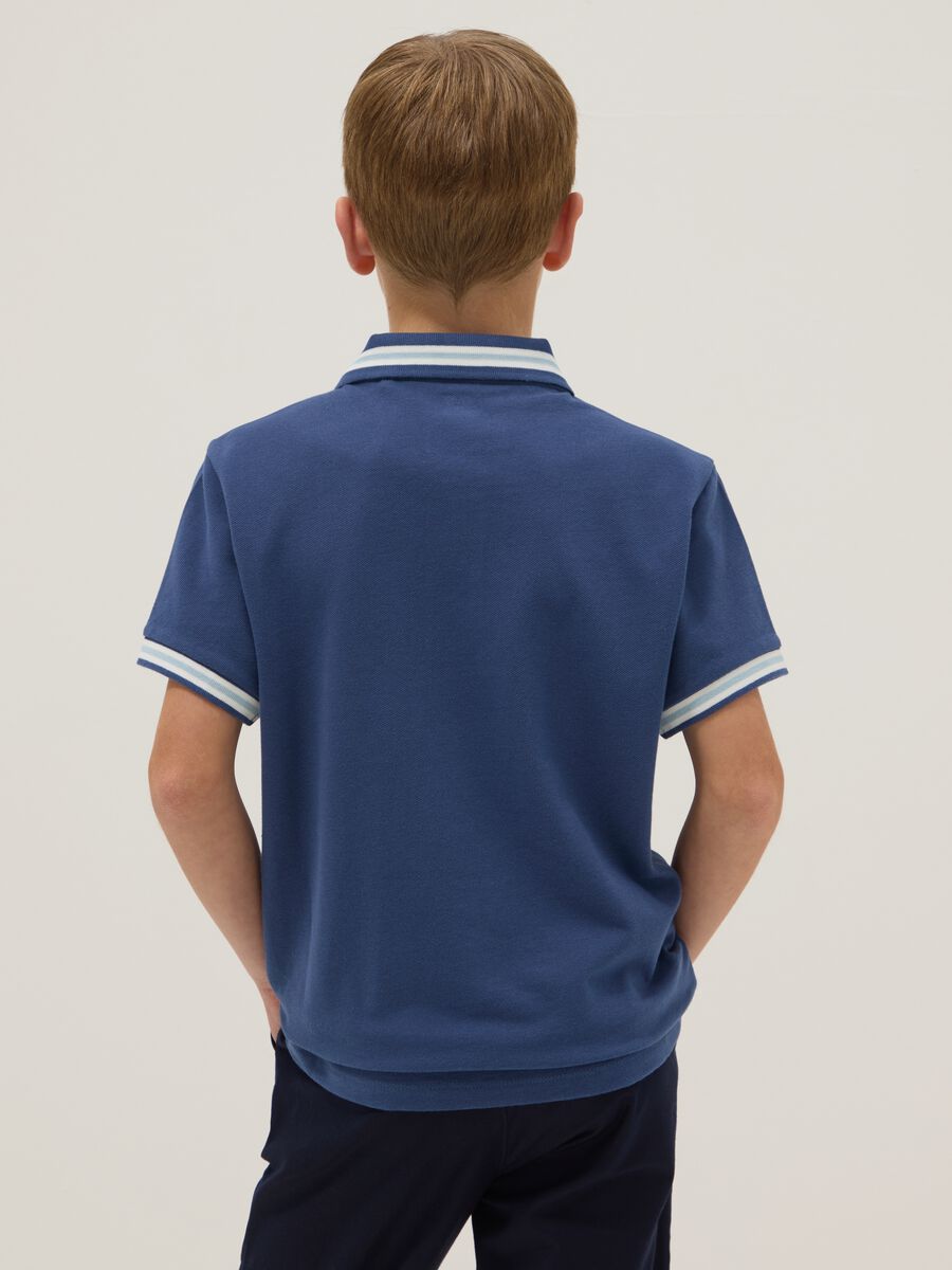 Polo in puro cotone blu da ragazzo regular fit_1