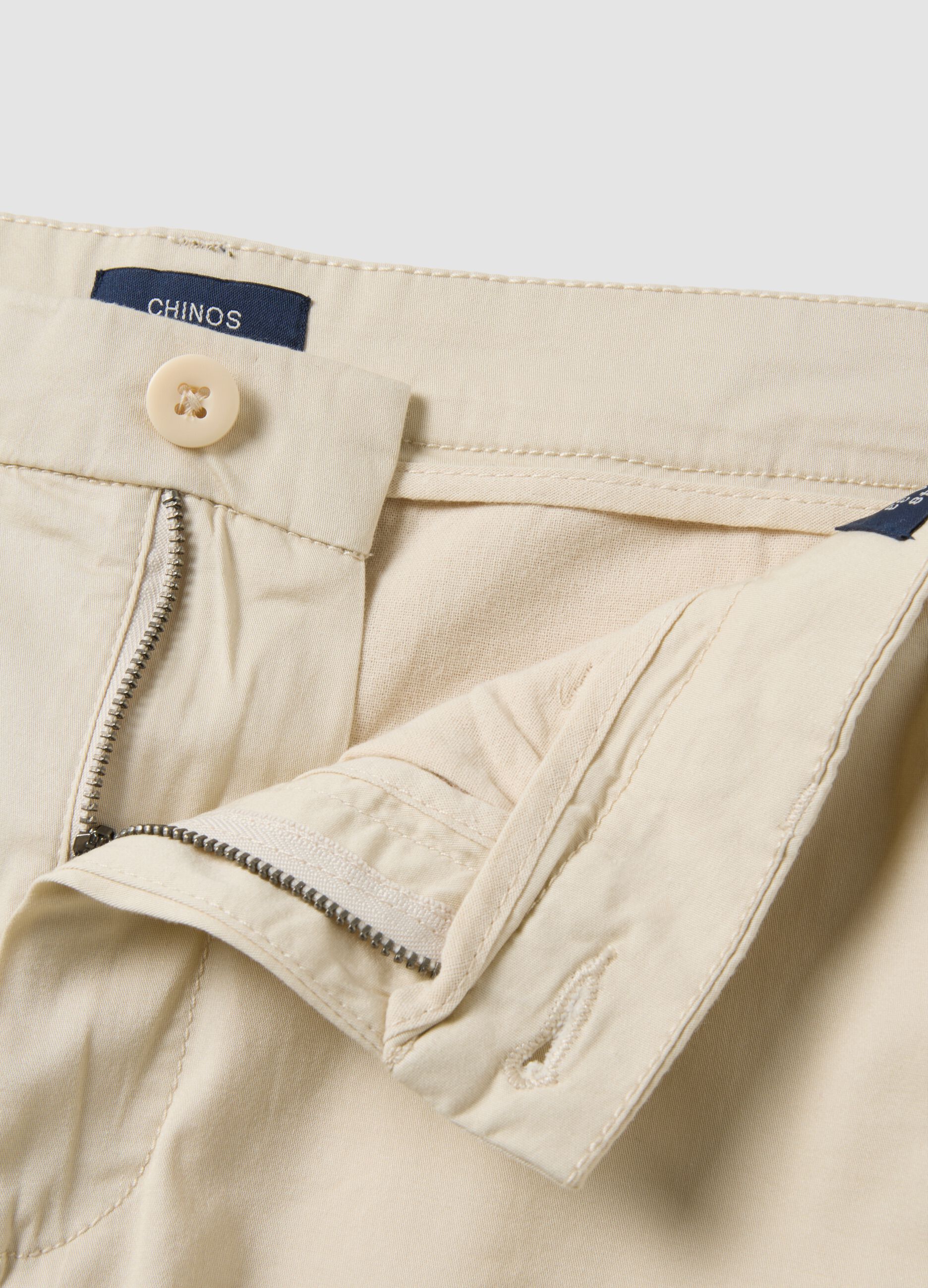 Beige stretch cotton chino shorts