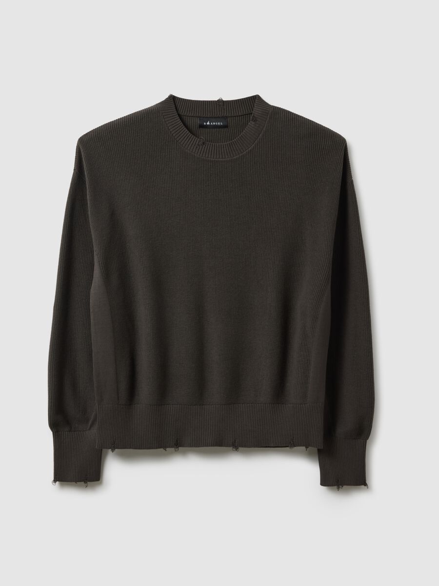 Maglione in puro cotone marrone vestibilit&agrave; over_4