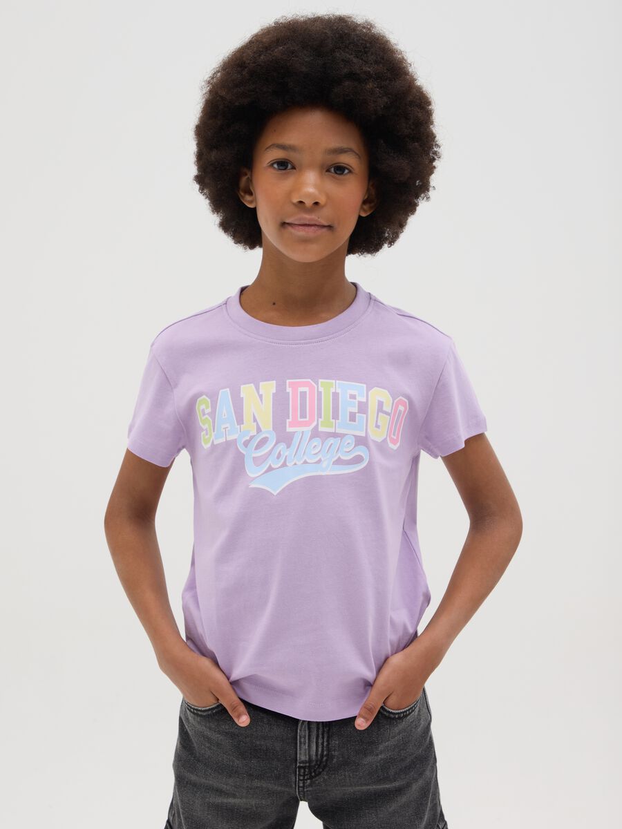Girls&rsquo; purple regular fit T-shirt in 100% cotton_0