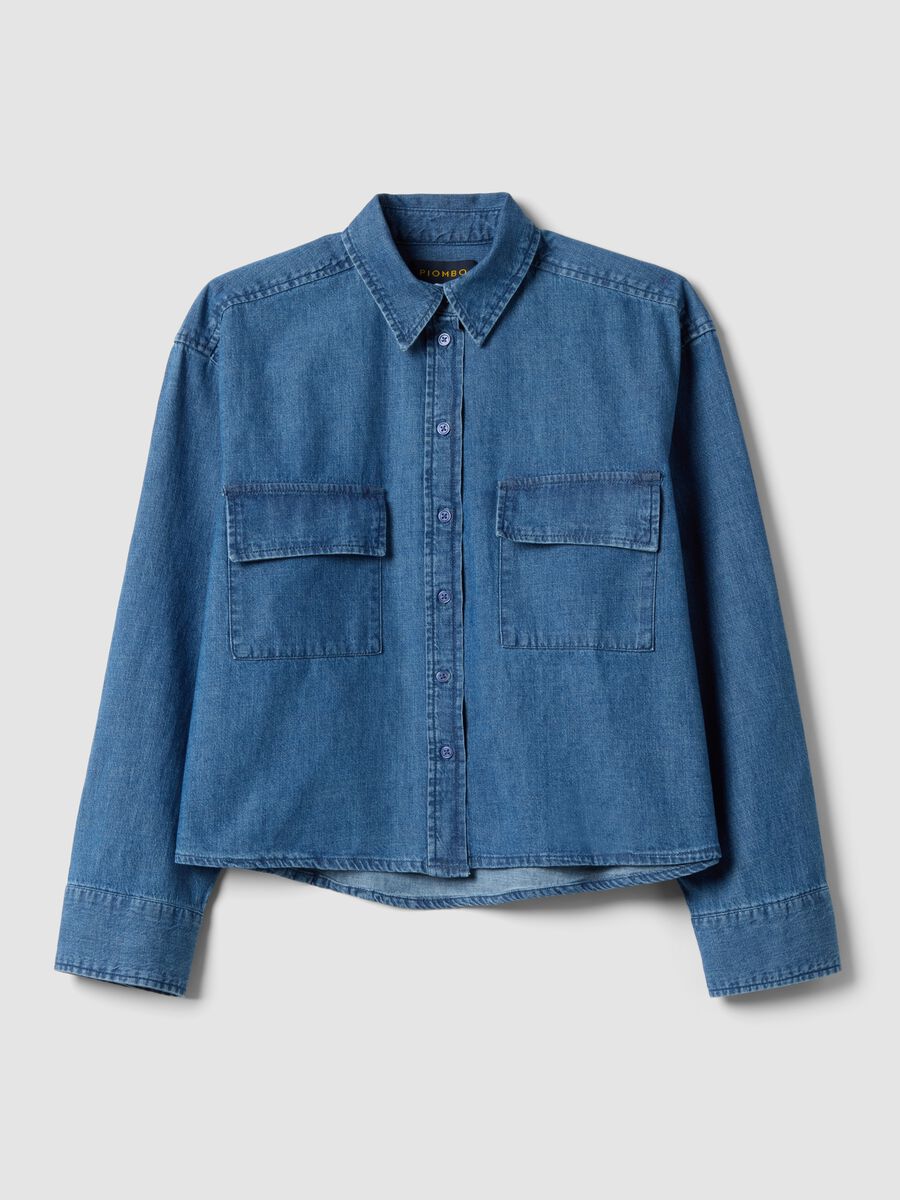 Camicia in puro cotone denim blu regular fit_4