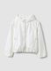White hooded rain jacket with zip for girls_0
