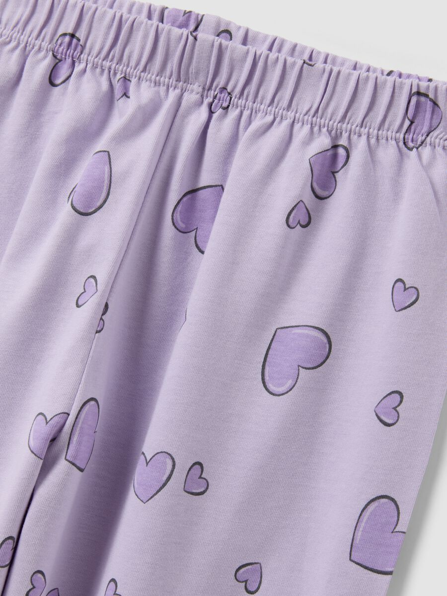 Purple pure organic cotton heart-print pyjamas for girls_3