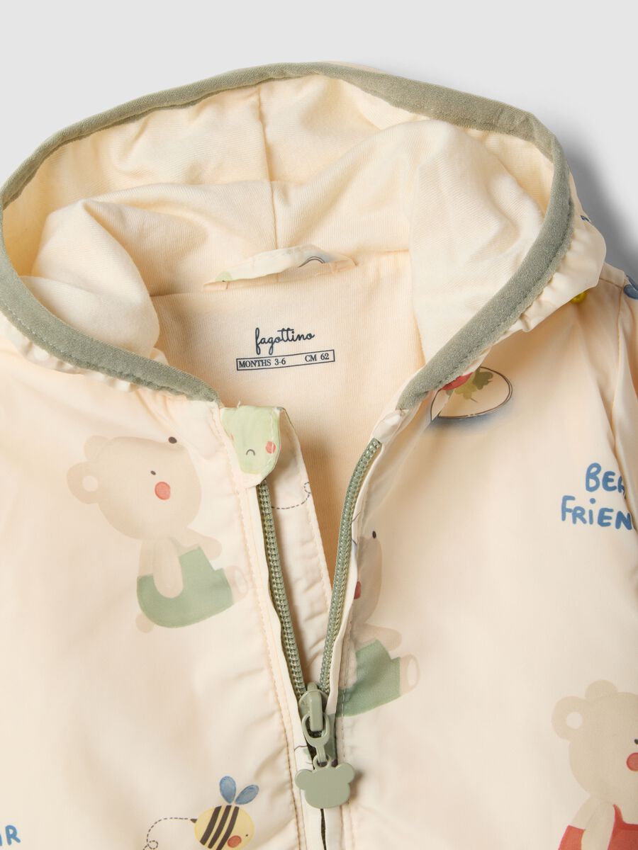 Beige cotton jacket regular fit with hood for baby_2