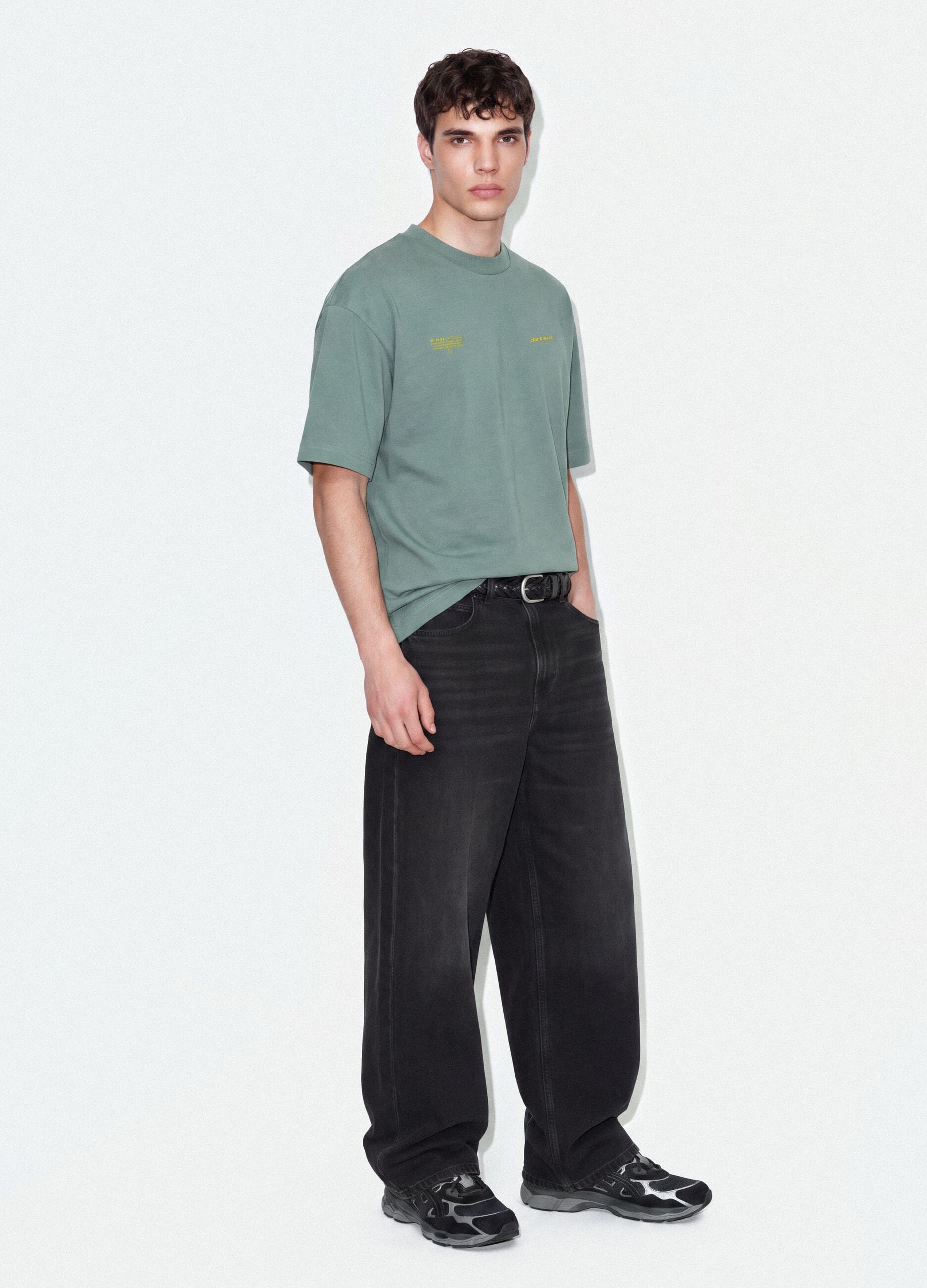 Brown cropped pure cotton boxy-fit T-shirt with print