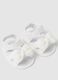 White pure cotton sandals for newborn girls with velcro and bow_1