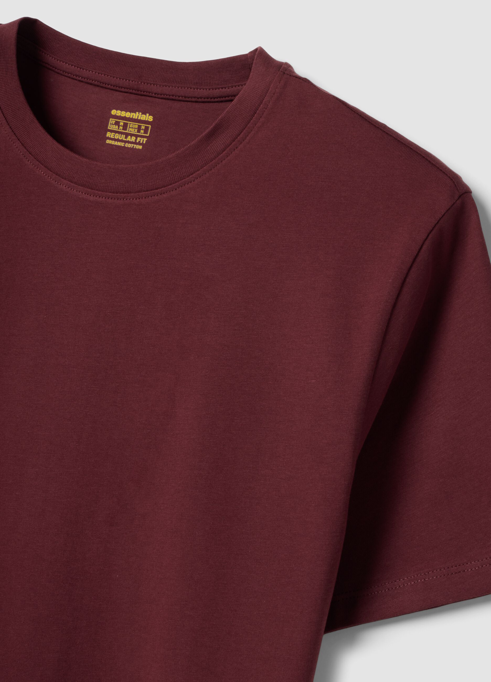 Red pure organic cotton jersey T-shirt, regular fit