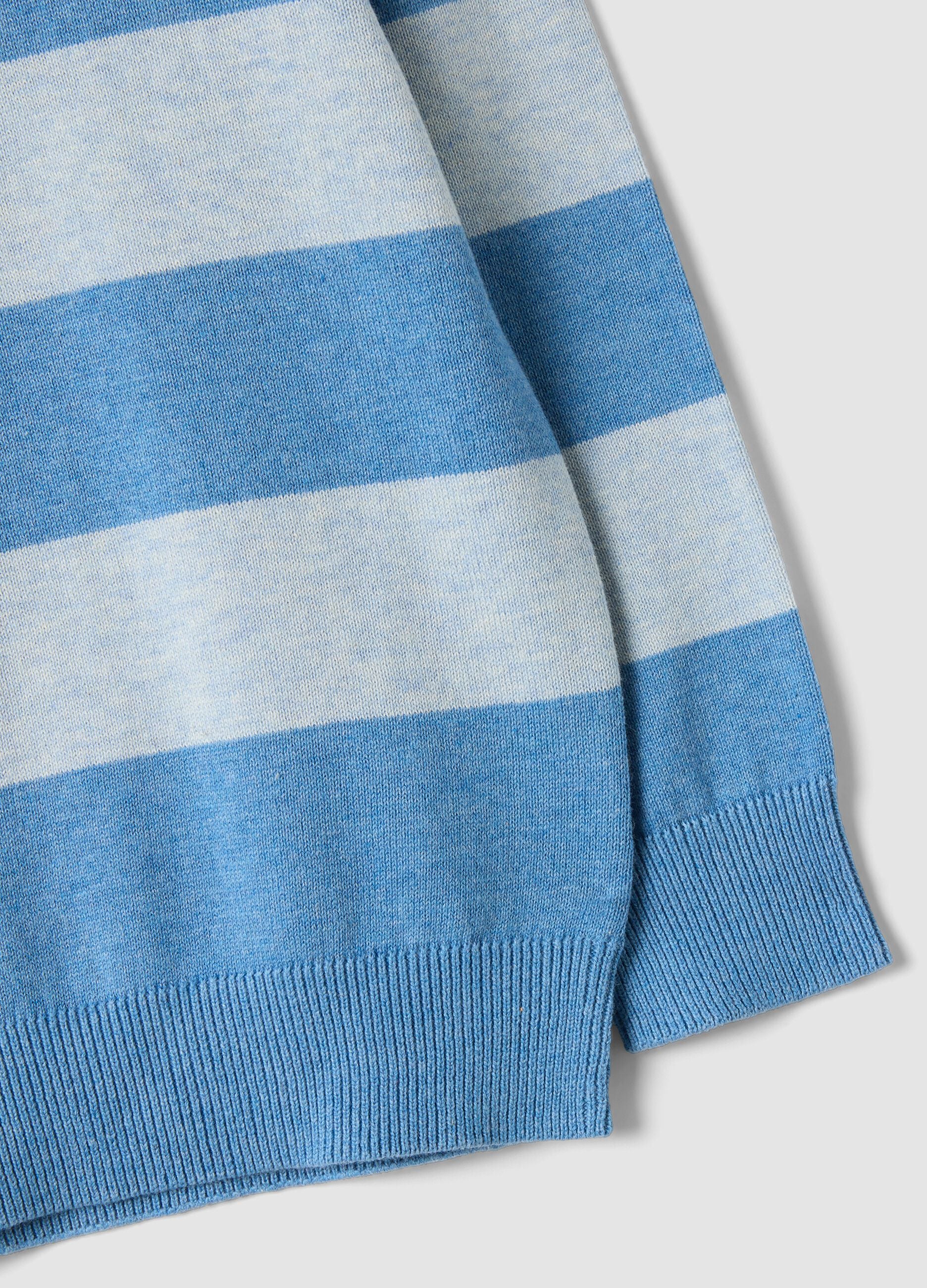 Multicolour pure cotton striped oversized fit top for boys