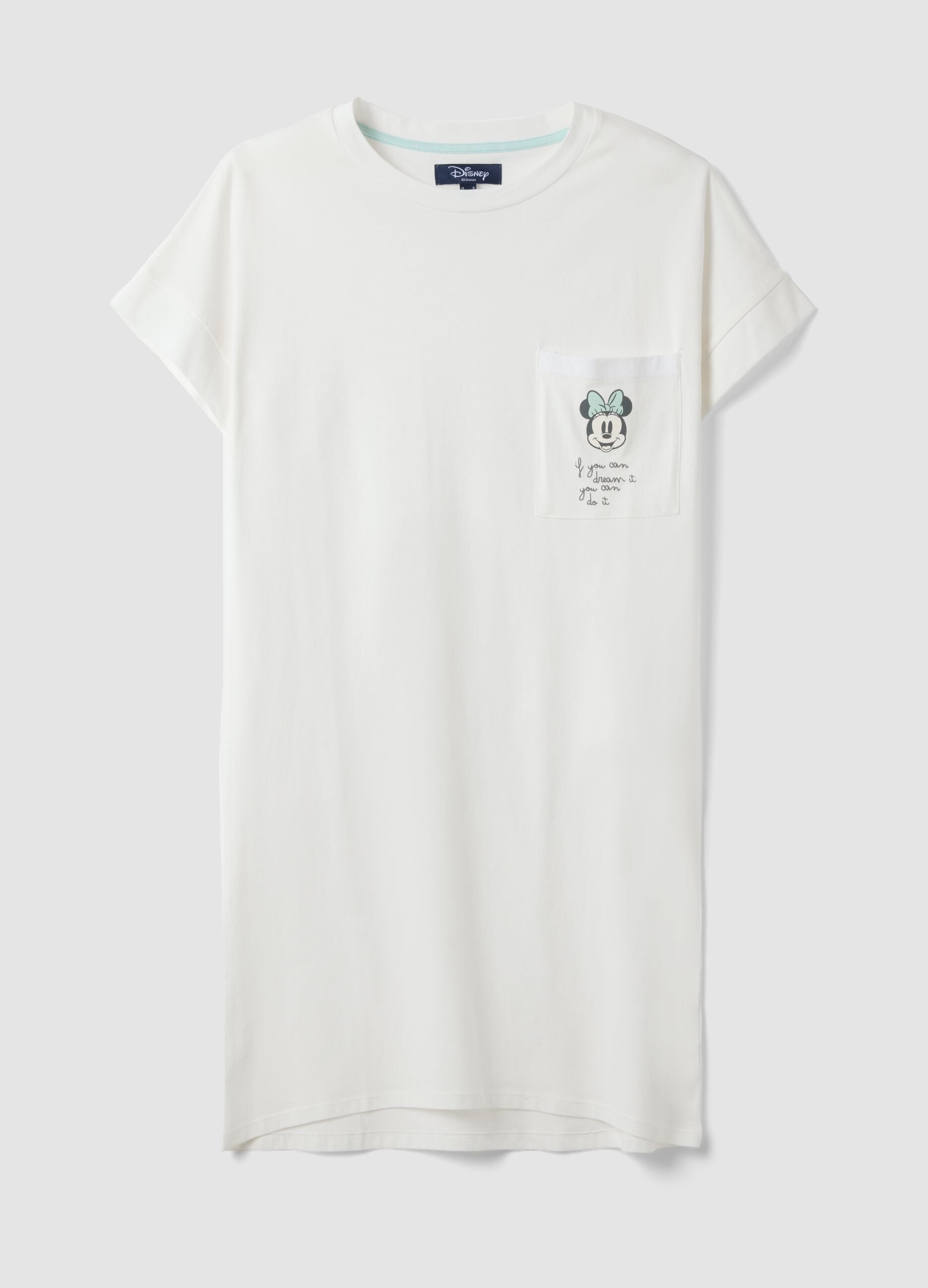 White nightdress in pure organic cotton with Minnie print