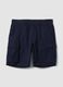 Blue regular-fit pure cotton cargo shorts_4