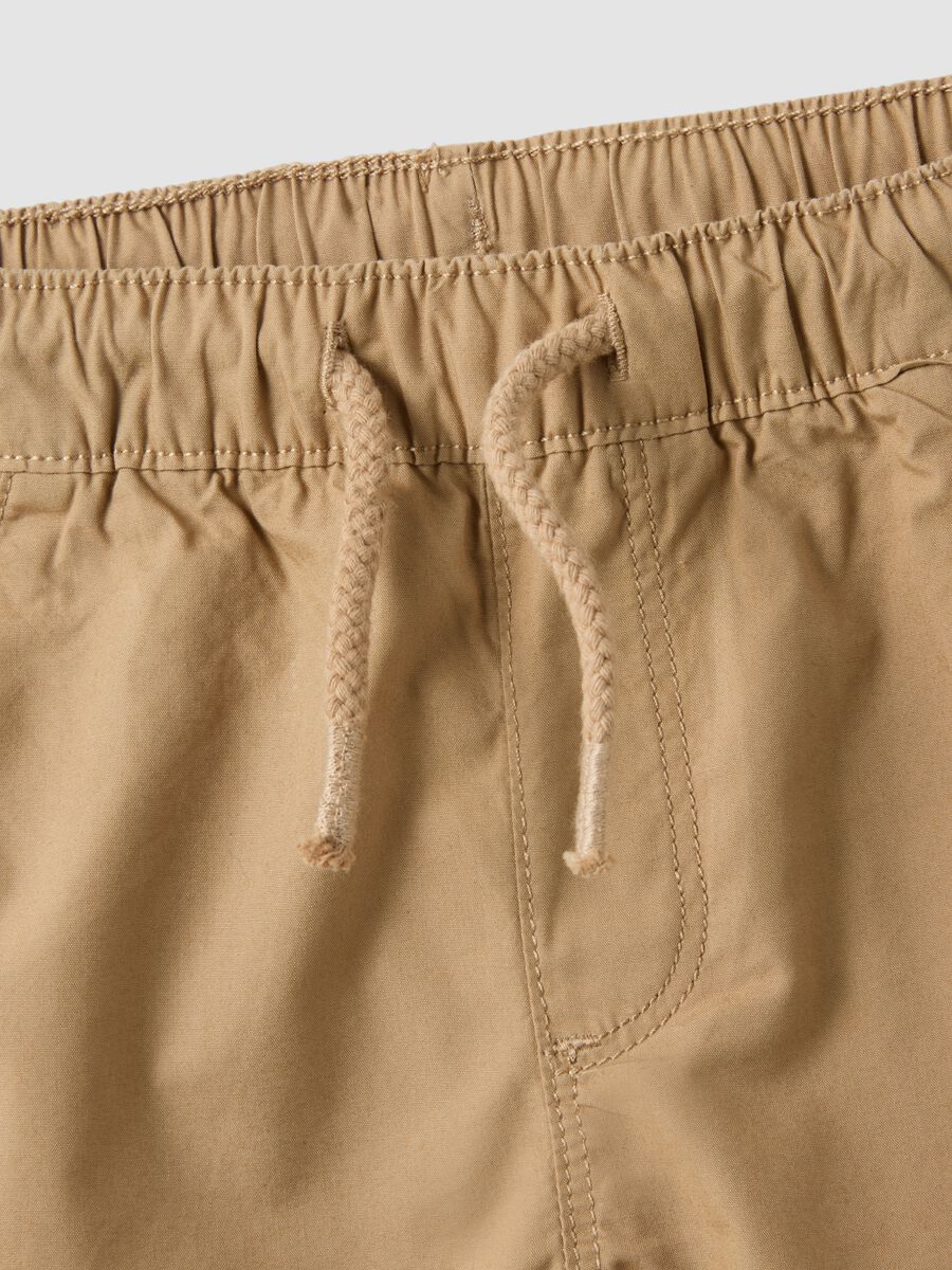Shorts in puro cotone beige da bimbo regular fit con coulisse_3