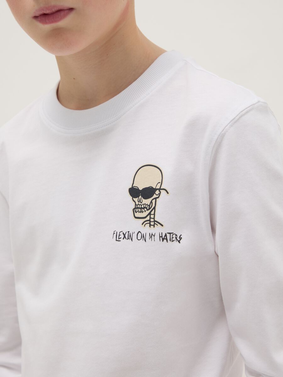 Boys' regular fit pure cotton white T-shirt with print_2