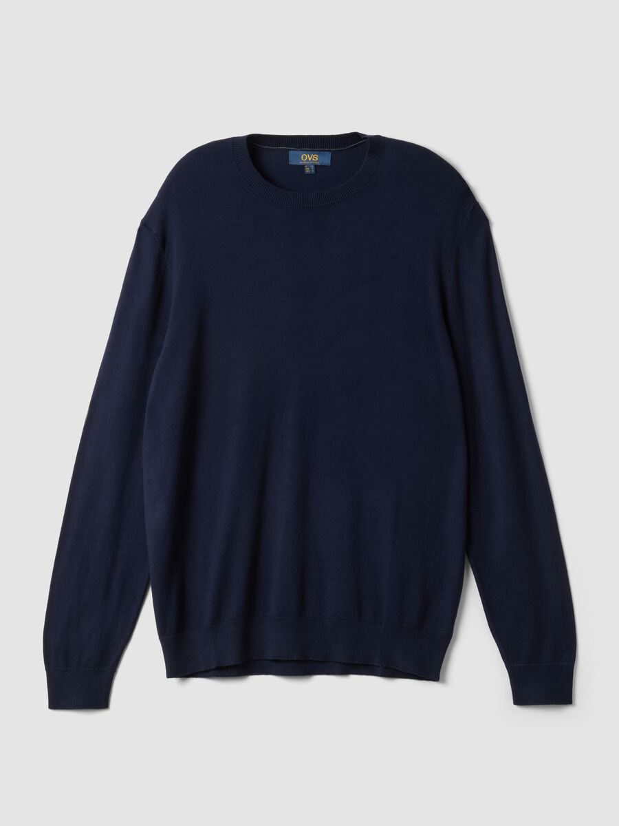 Navy crew-neck jumper in viscose blend, regular fit_0