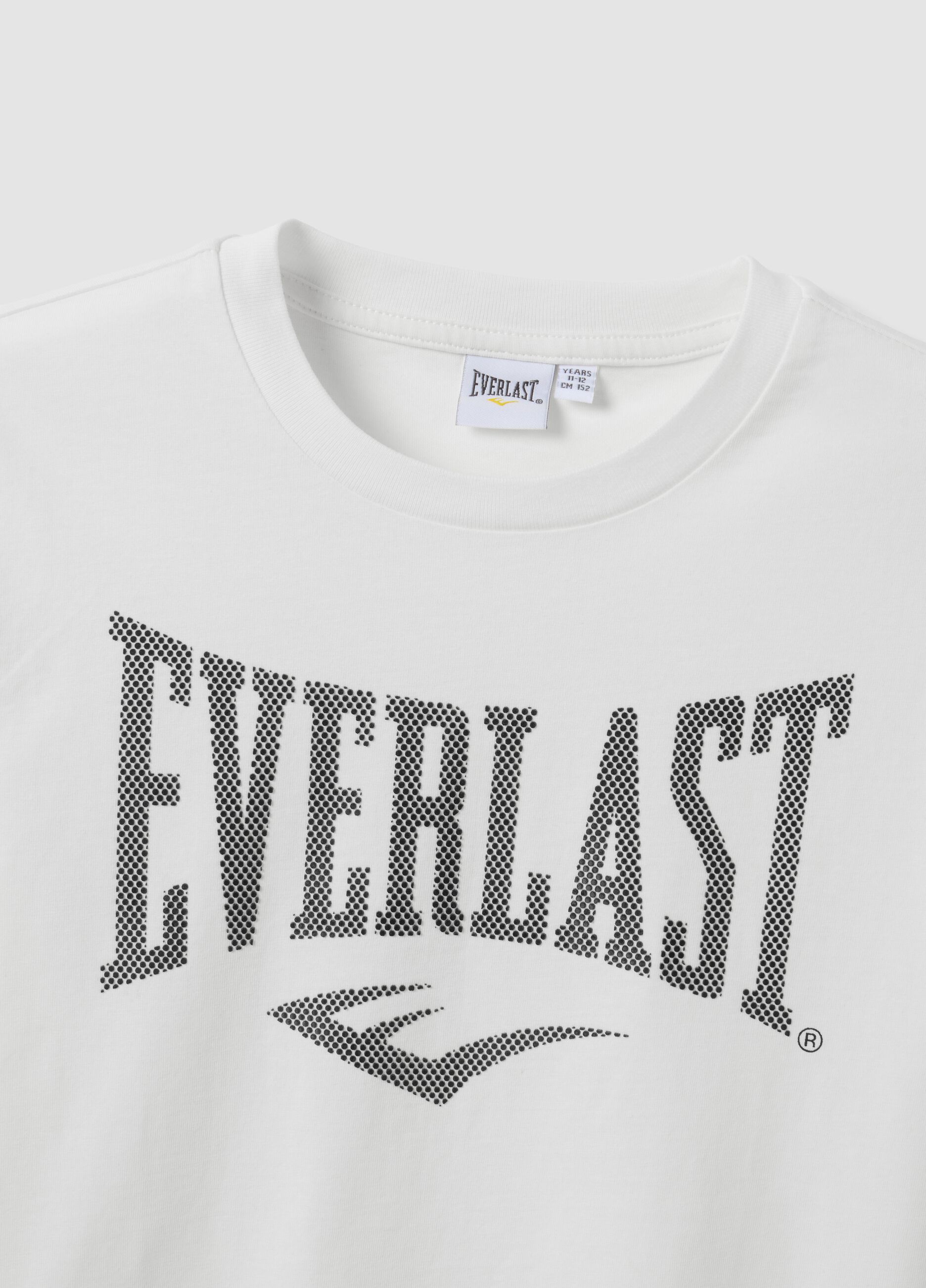 White pure cotton T-shirt with front print, regular fit for boys