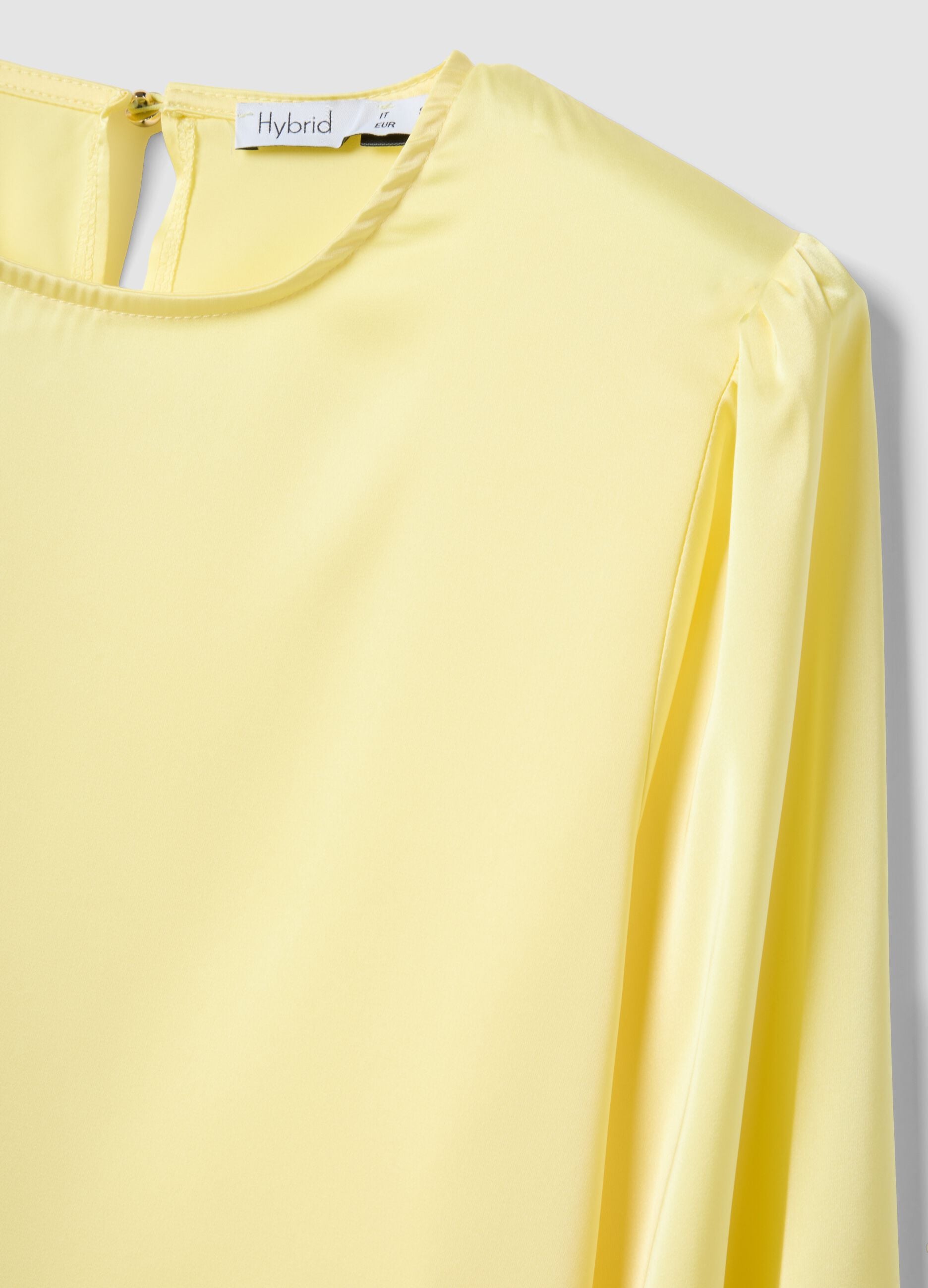 Yellow Regular Fit Long Sleeve Top with Keyhole Closure