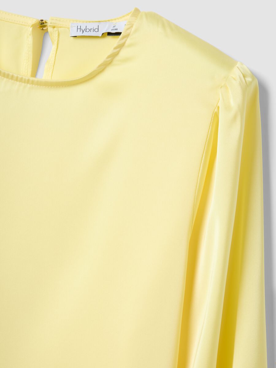 Yellow Regular Fit Long Sleeve Top with Keyhole Closure_5