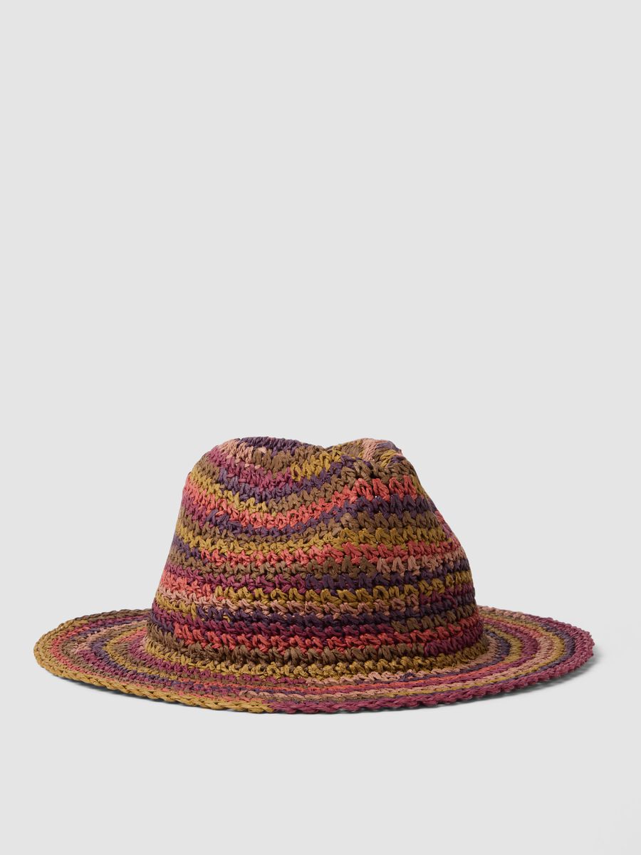 Multicolour paper-fabric hat in jersey knit_0