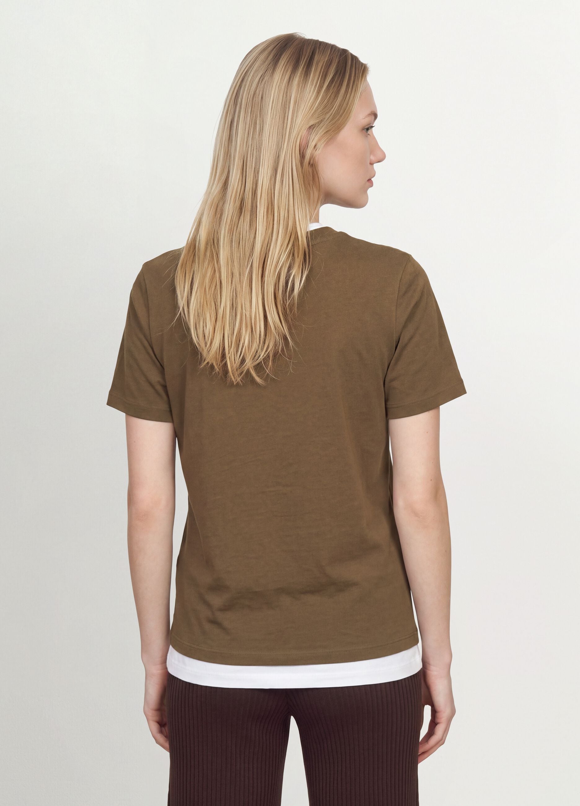 T-shirt verde in puro cotone organico a girocollo regular fit