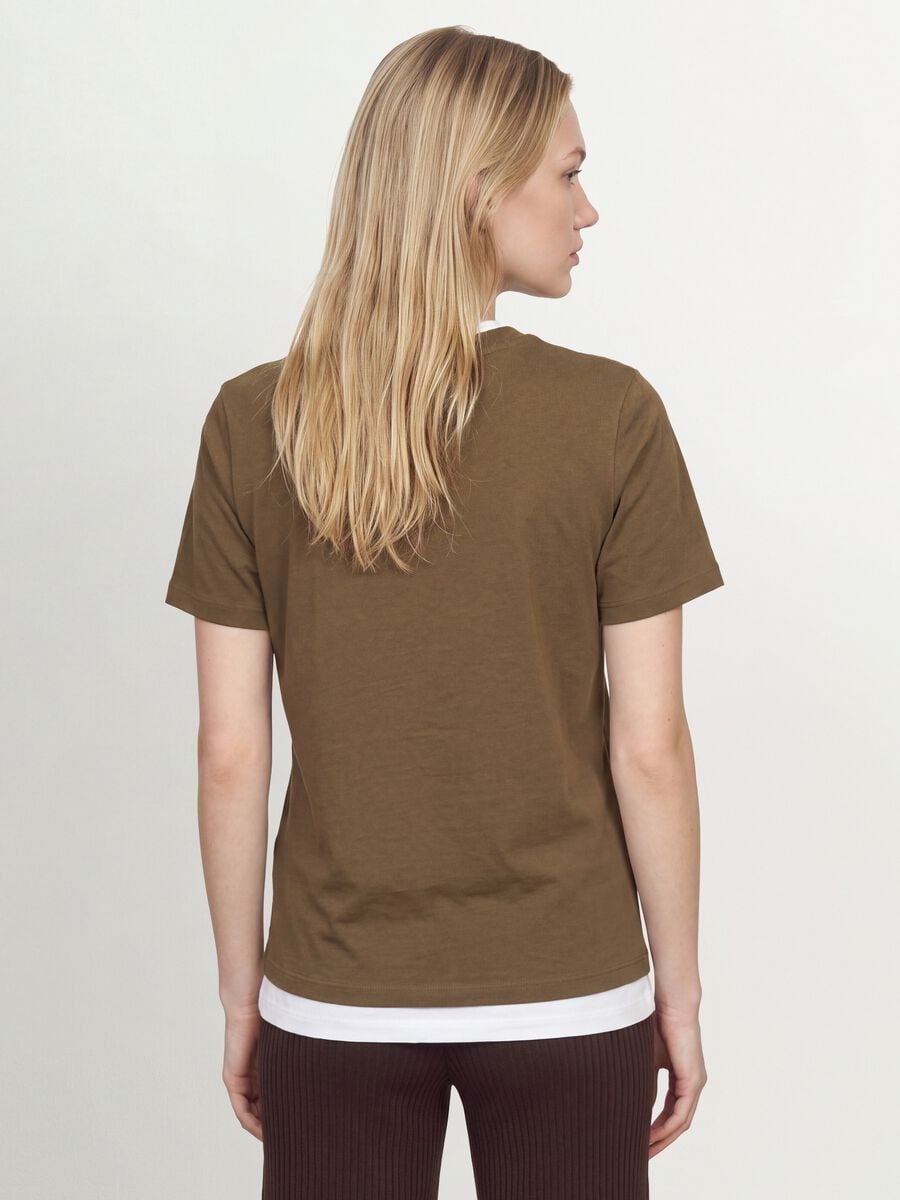 T-shirt verde in puro cotone organico a girocollo regular fit_2