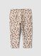 Beige stretch cotton leggings with animal print_0