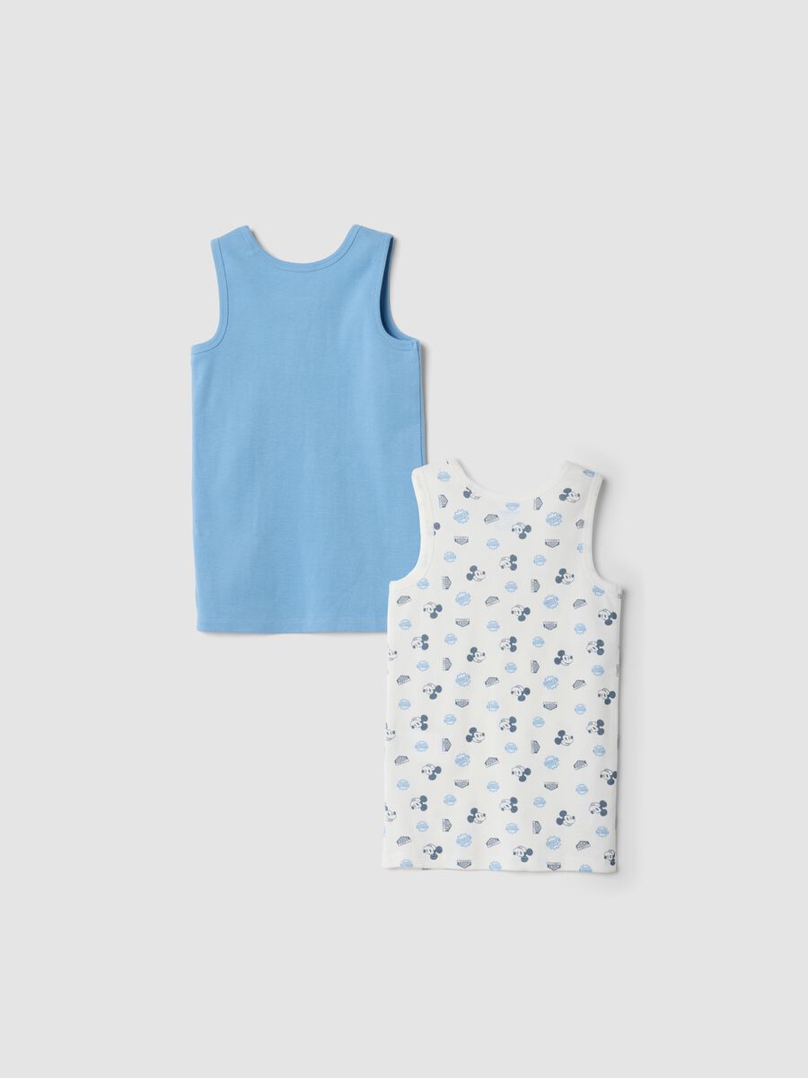 2-pack blue and white organic cotton vest tops with Mickey print_1