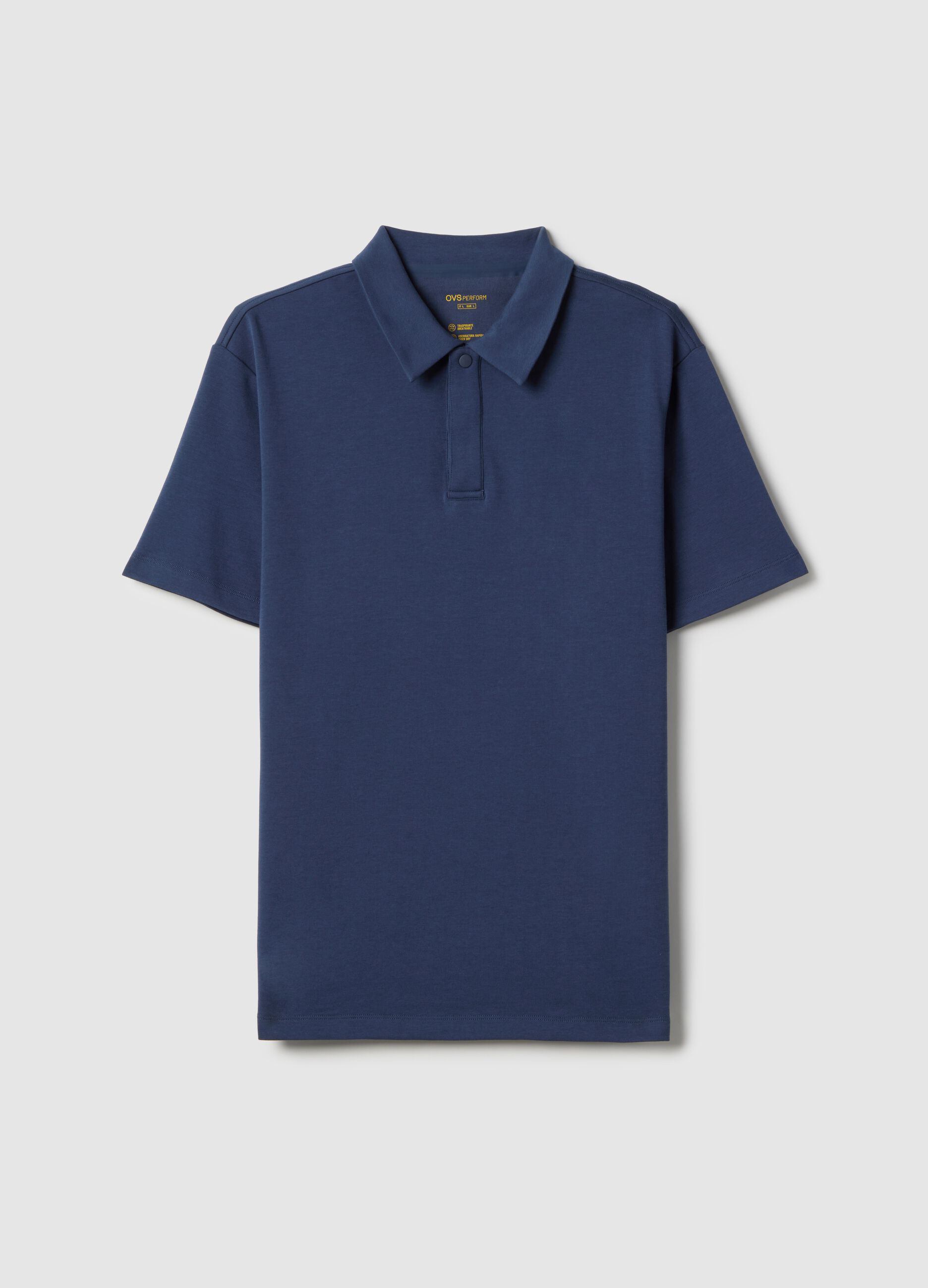 Blue short sleeve cotton blend polo shirt regular fit