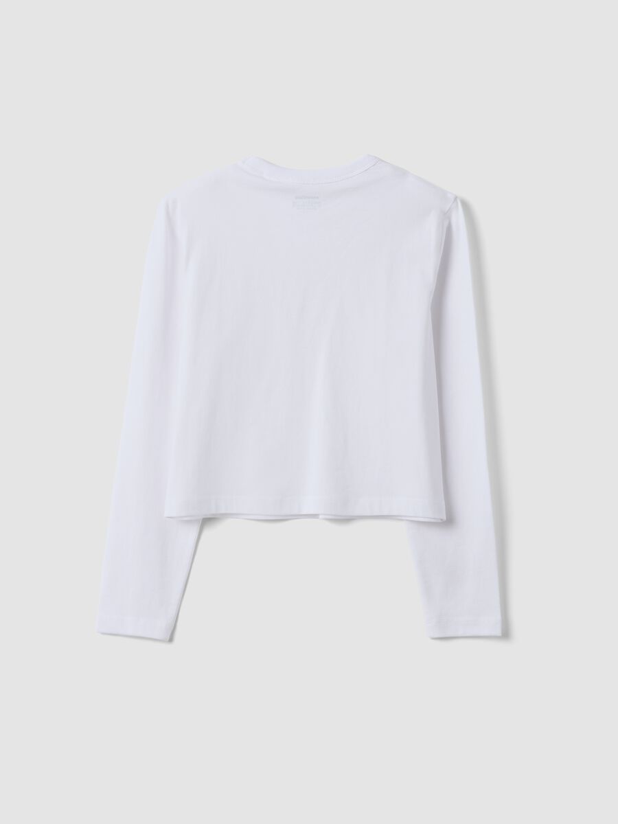 Girls&rsquo; pure cotton white T-shirt with ribbed crew neck_5