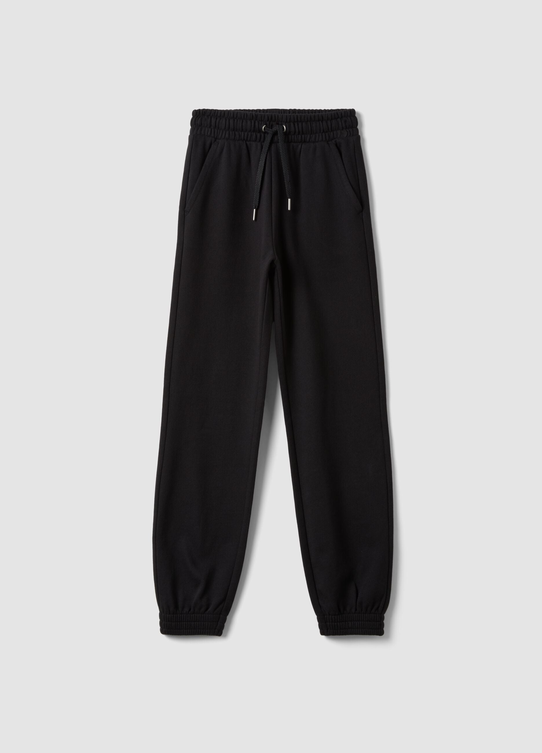 Black pure organic cotton regular-fit joggers for girls