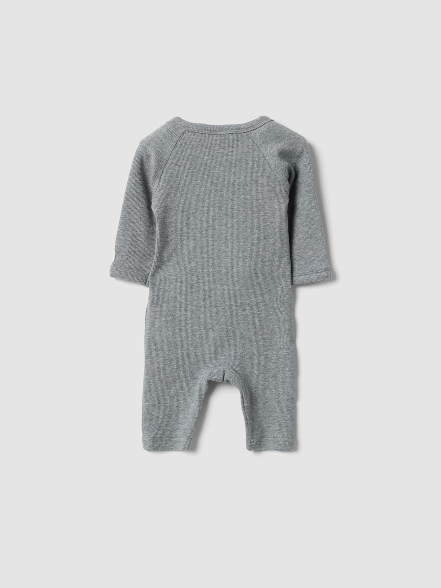 Grey organic cotton wrapover sleepsuit for newborns_1