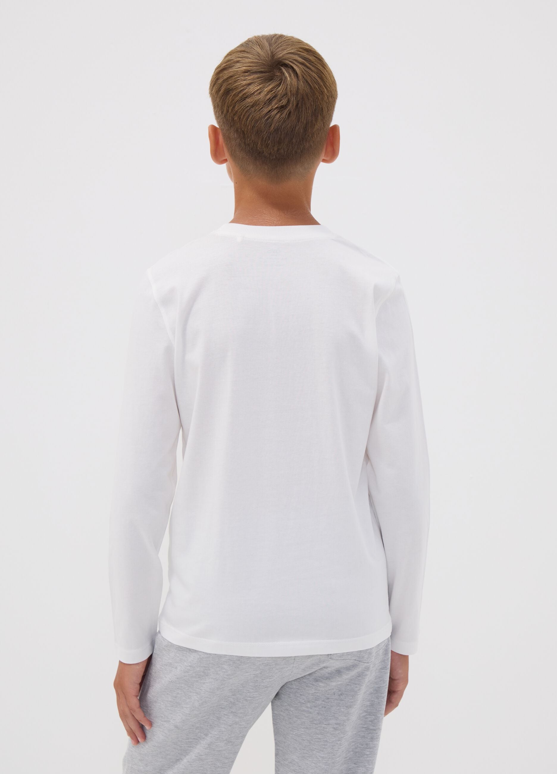 White organic cotton graphic-print T-shirt for boys