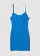 Blue fitted ribbed stretch modal dress with straps_4