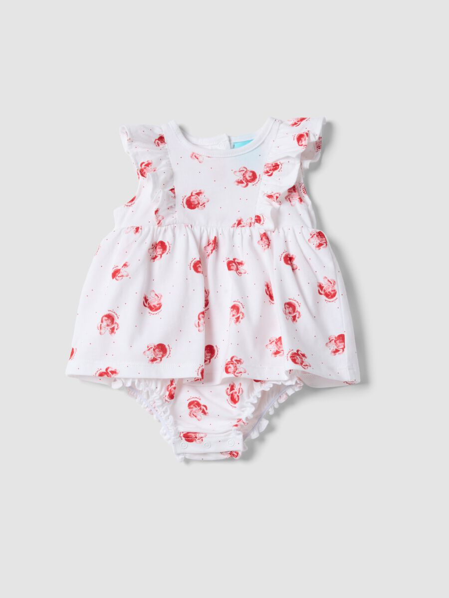 Pagliaccetto in puro cotone bianco da neonata con Minnie_0