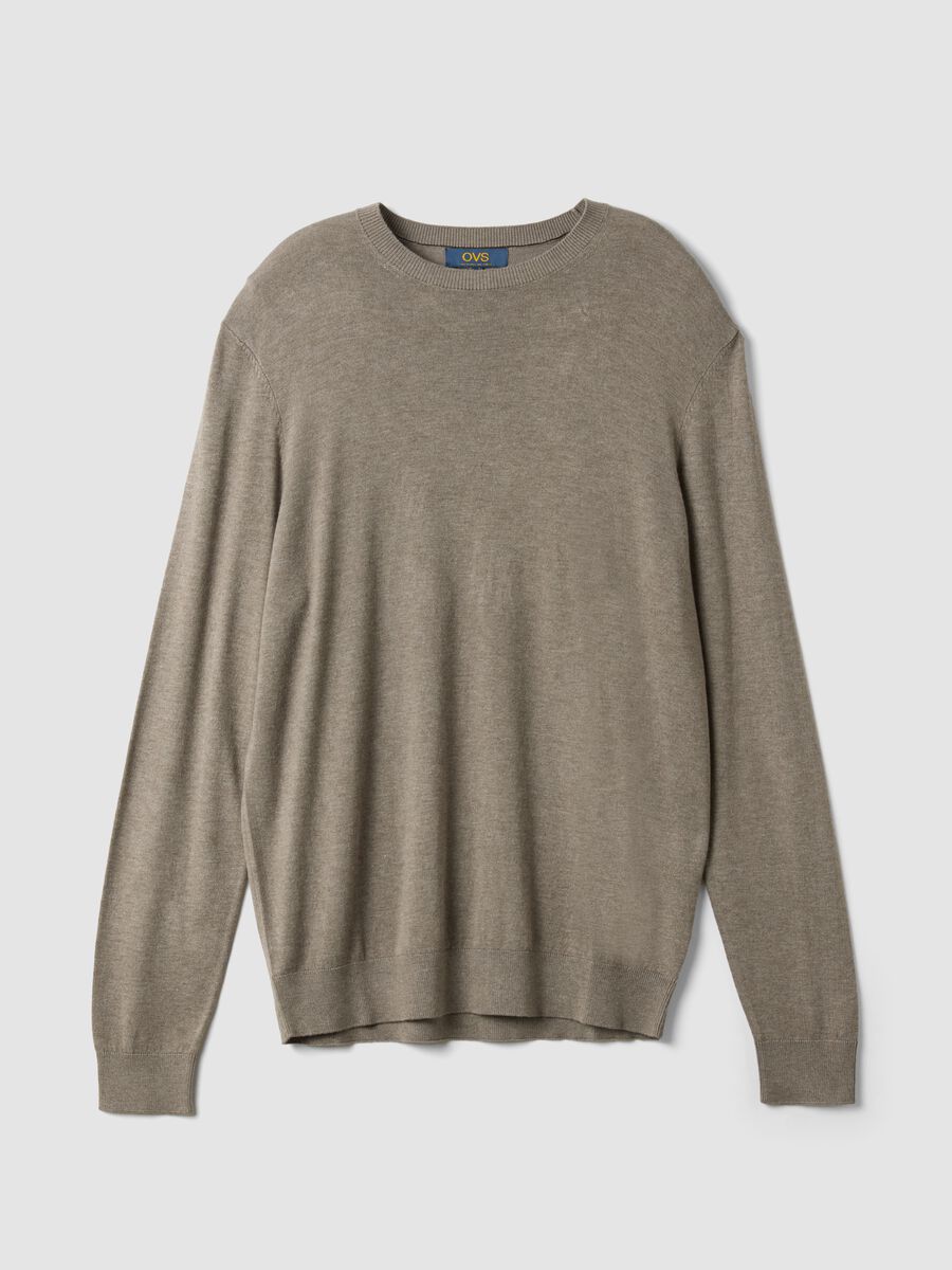 Grey crew-neck jumper in viscose blend, regular fit_0