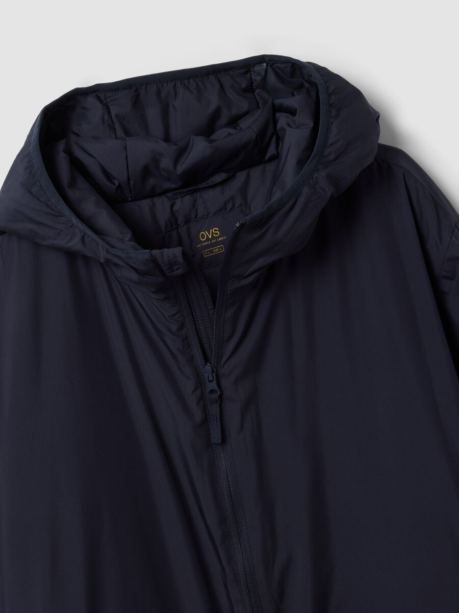 Giubbotto blu navy con cappuccio e zip_5