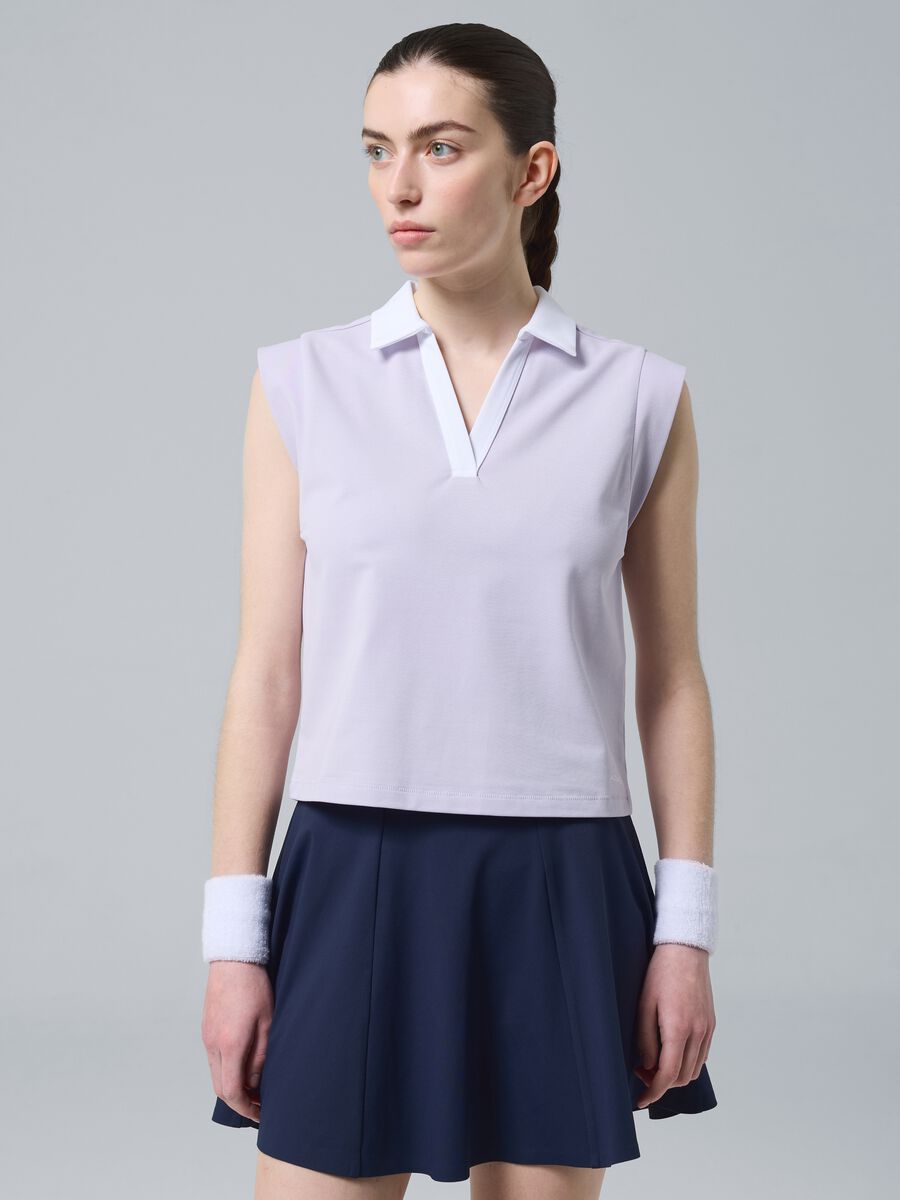 Purple sleeveless ALTAVIA COURT polo in stretch cotton with classic collar_2