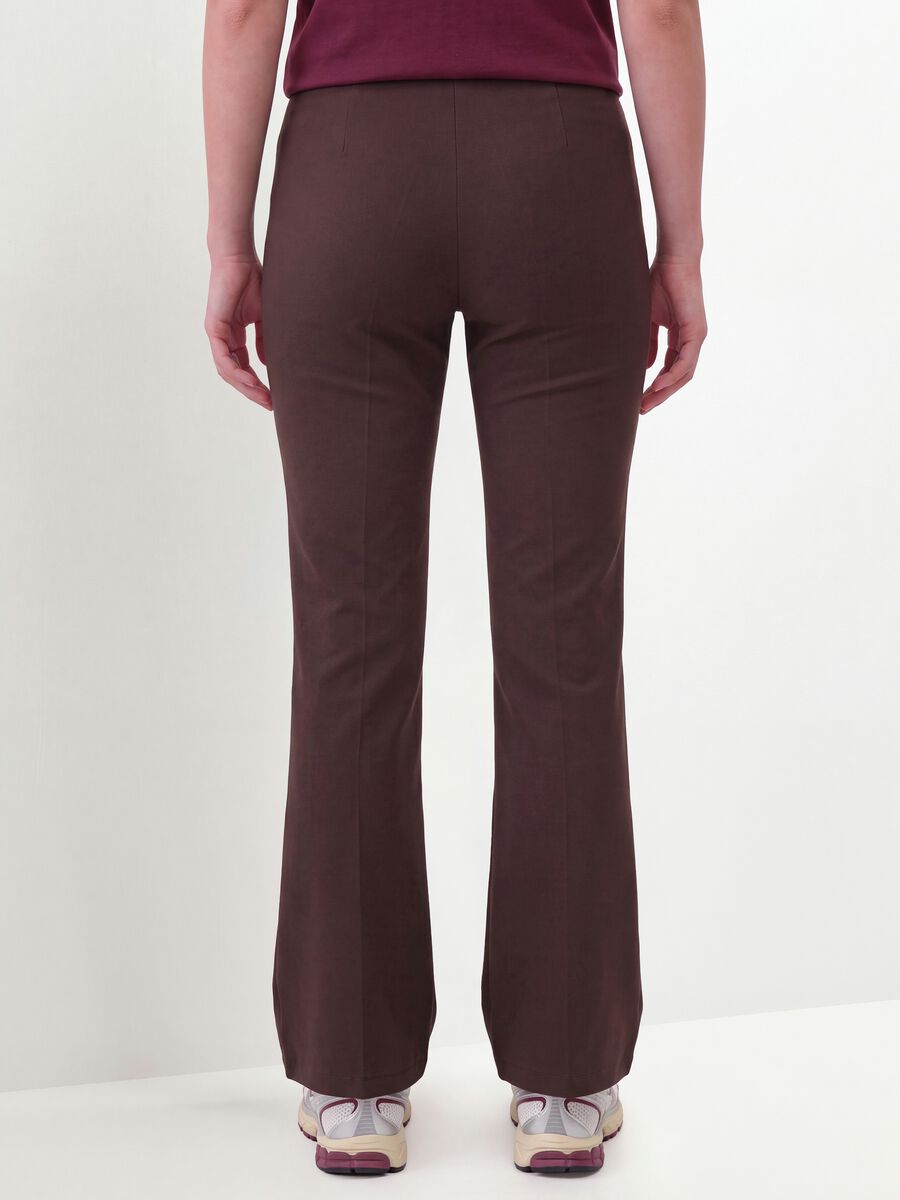 Brown flare trousers in stretch viscose_3