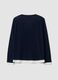 Blue viscose-blend T-shirt with white contrast crew neck, regular fit_2