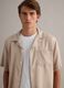 Beige pure-viscose shirt with bowling collar_0