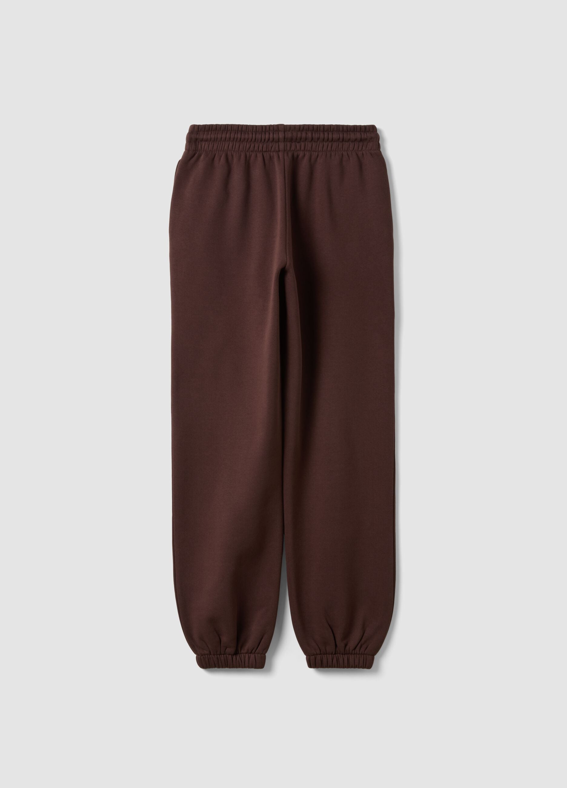 Brown cotton-blend joggers with elasticated waist, regular fit