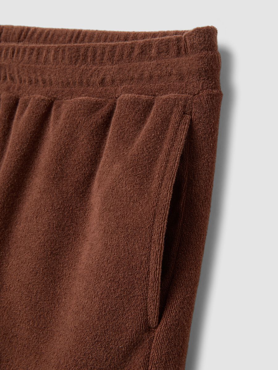 Brown cotton-blend Bermuda shorts with elasticated waist_5