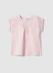Girls' pink pure cotton T-shirt regular fit with embroidery_0
