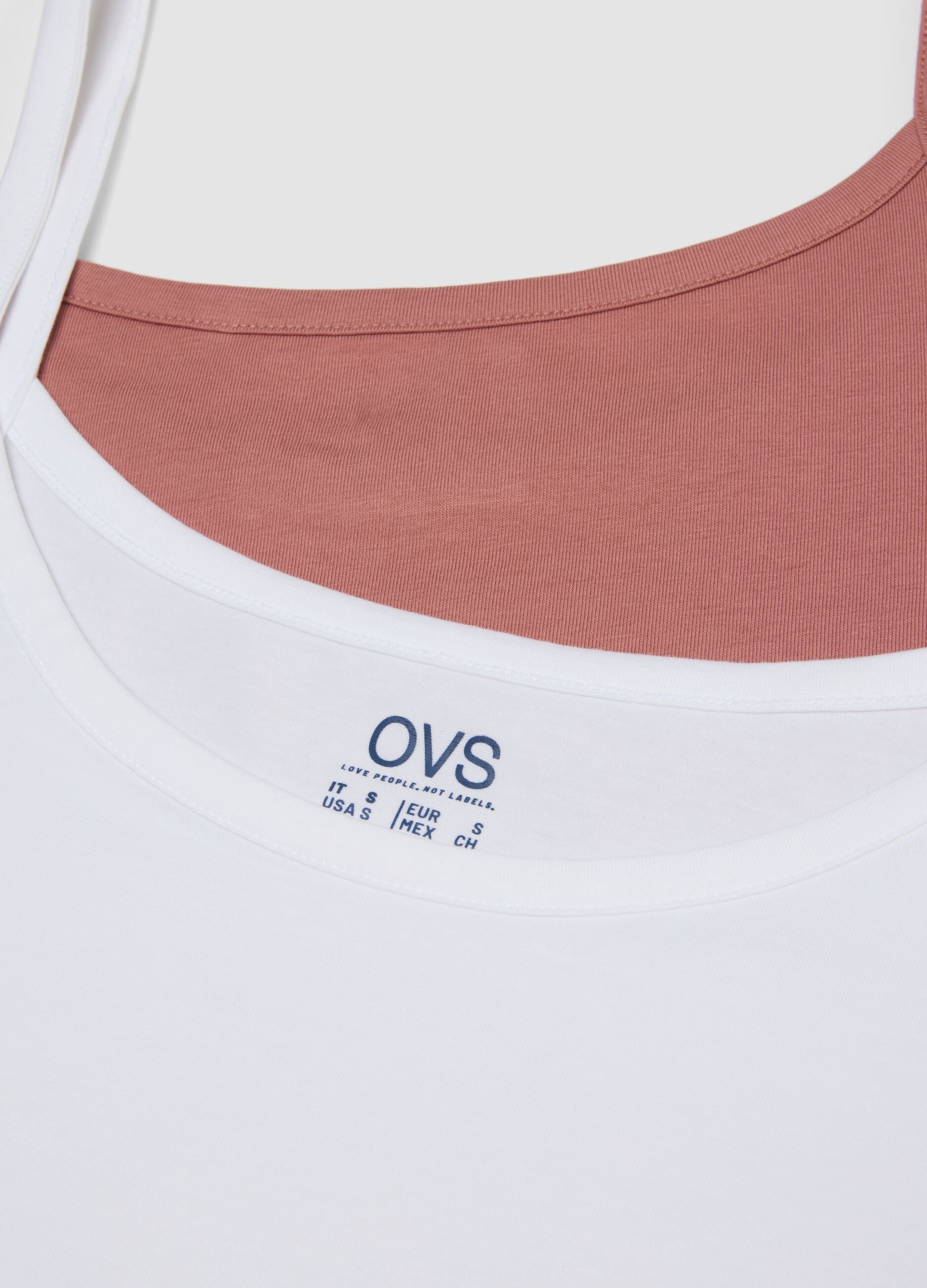 2-pack pink and white organic stretch cotton vests