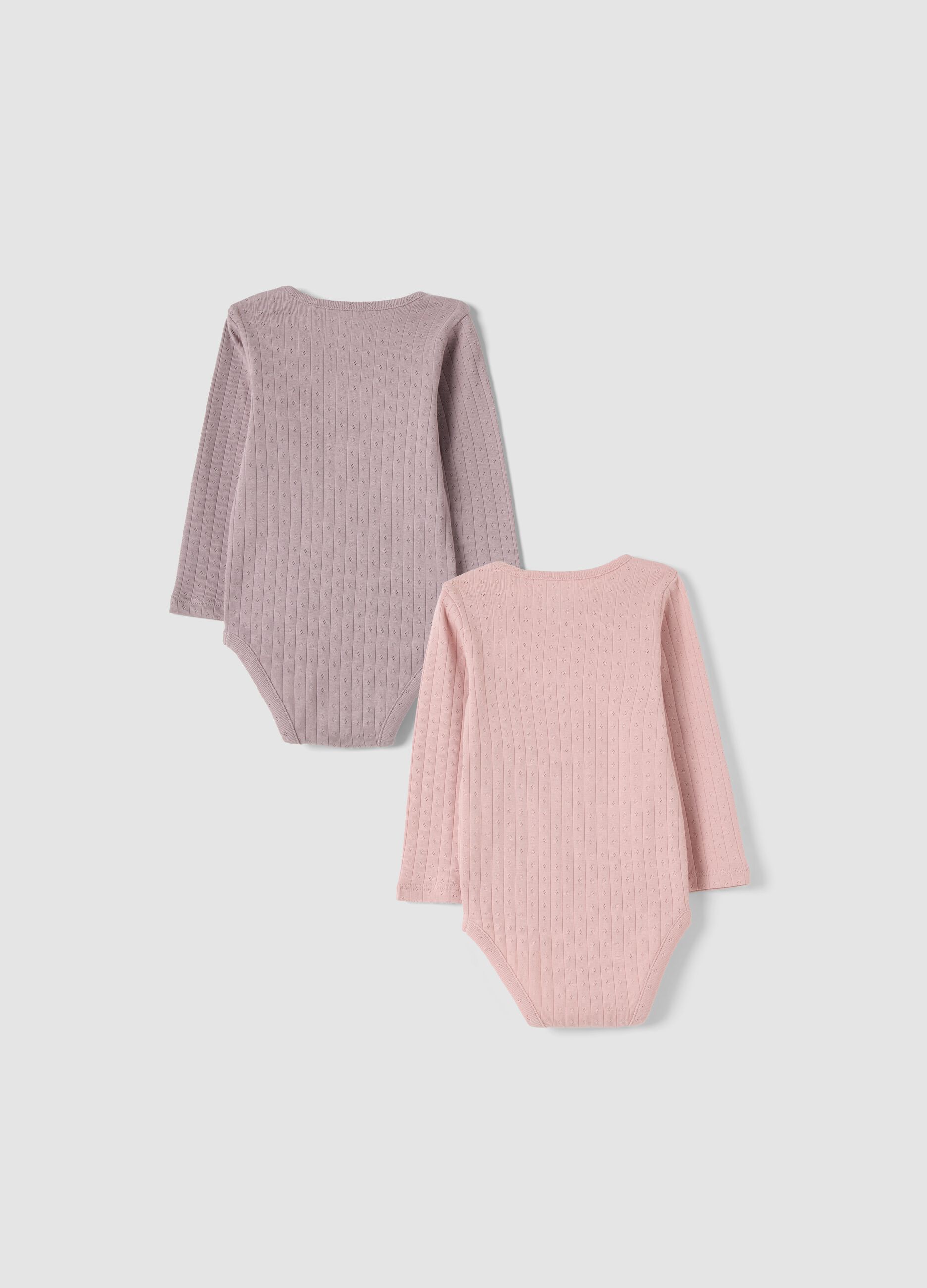 2-pack pink and purple ribbed organic cotton bodysuits