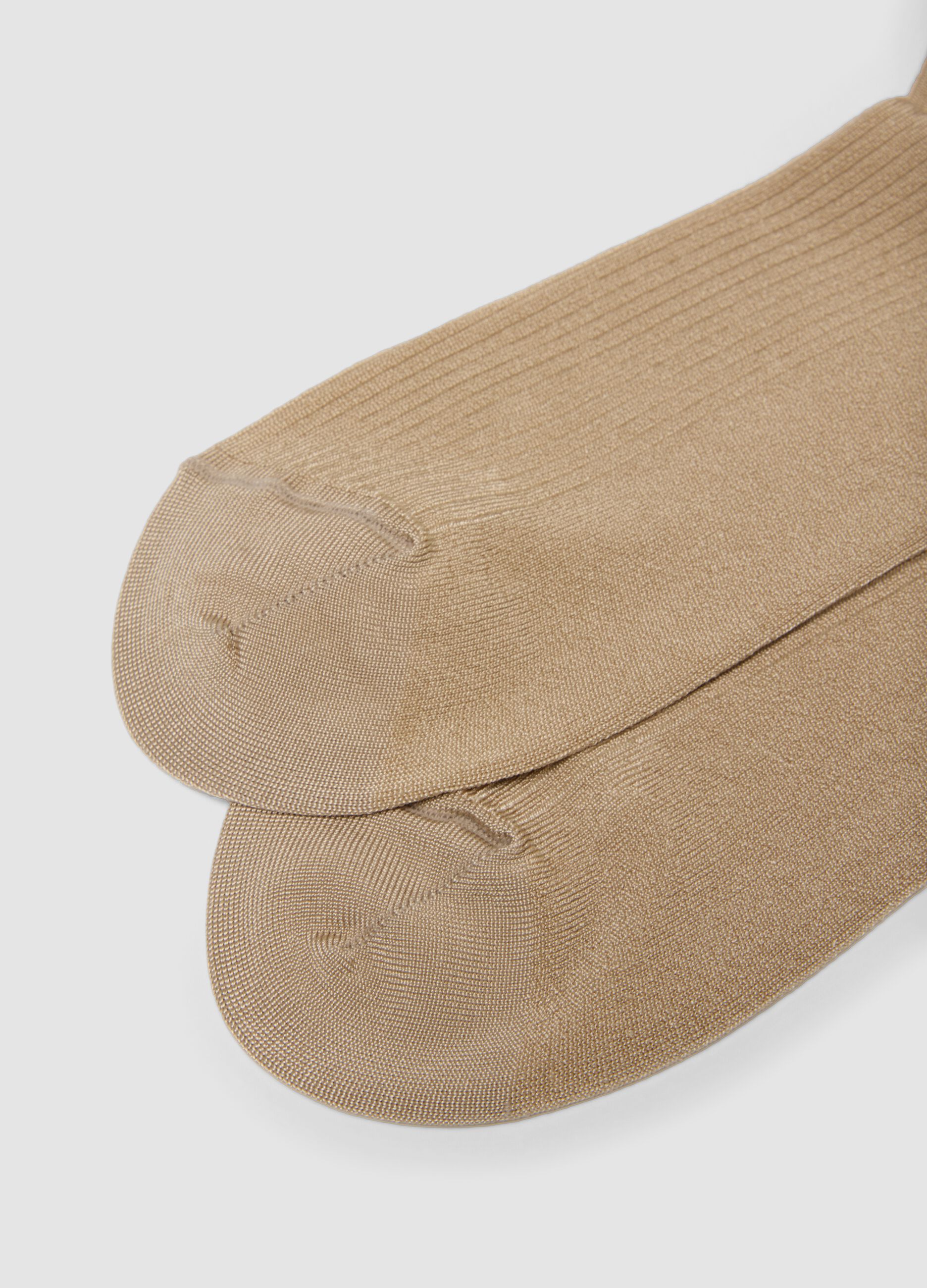 Beige long socks in stretch viscose
