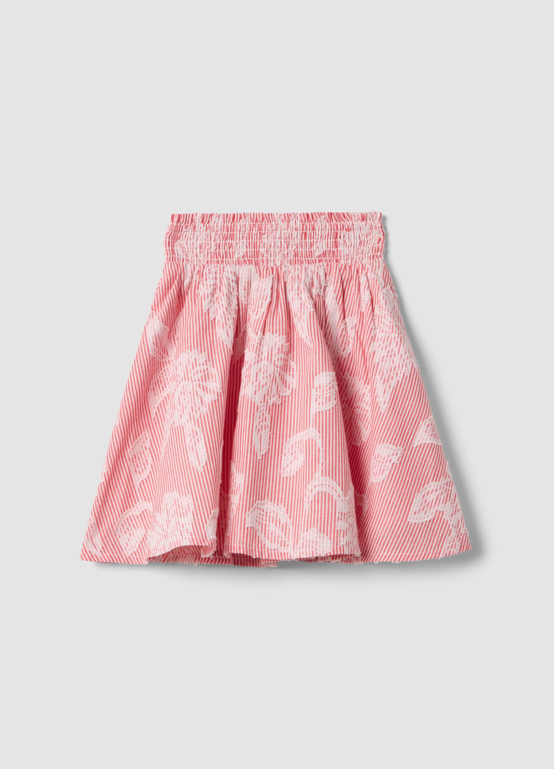 Girls&rsquo; pure cotton ruffle skirt with pink stripes